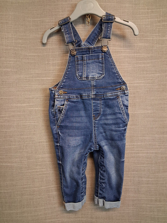 Next Boys Blue Denim Dungarees Age 9-12 Months