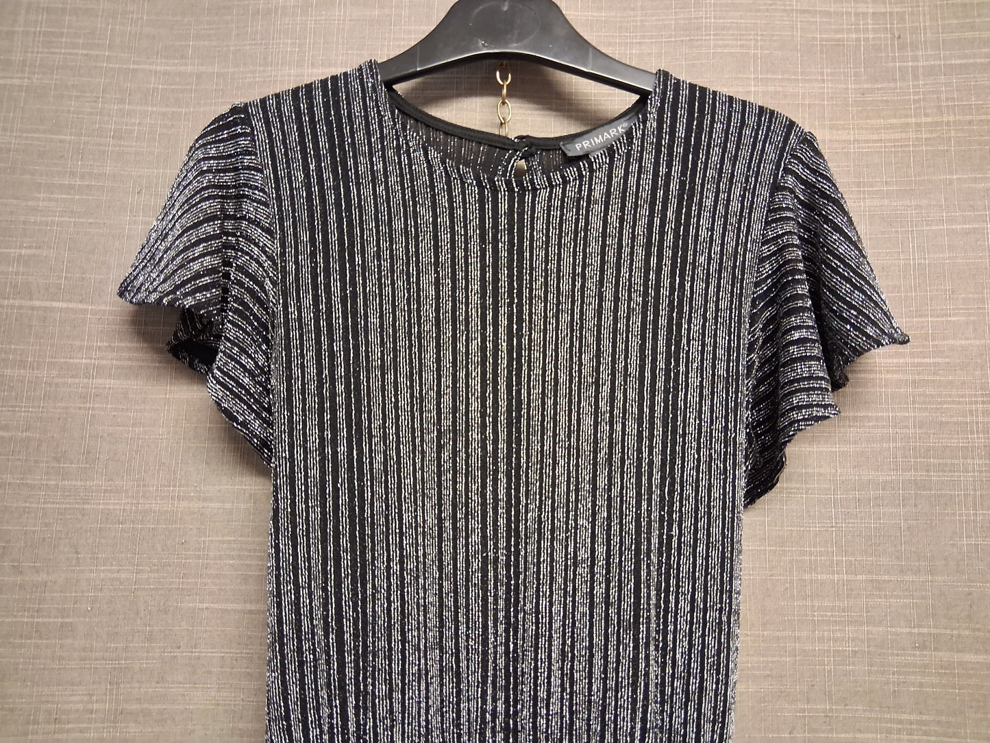 Primark Girls Black Silver Jumpsuit Age 10-11 Years with Belt