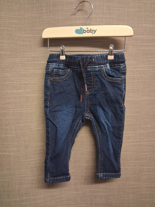 Next Boys Denim Jeans Dark Blue Age 6-9 Months Elastic Waist