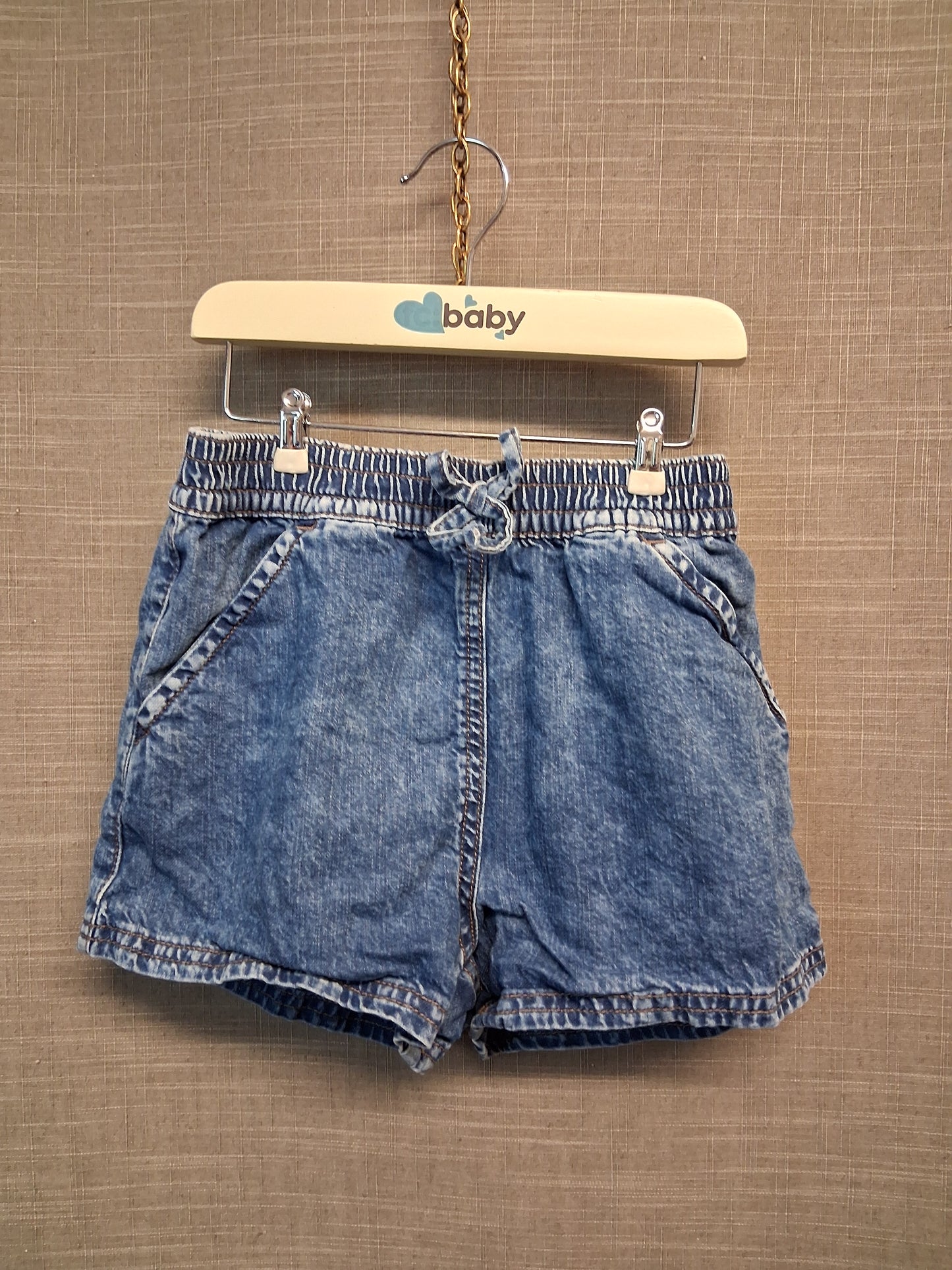 Next Girls Blue Denim Shorts Elastic Waist 6 Years