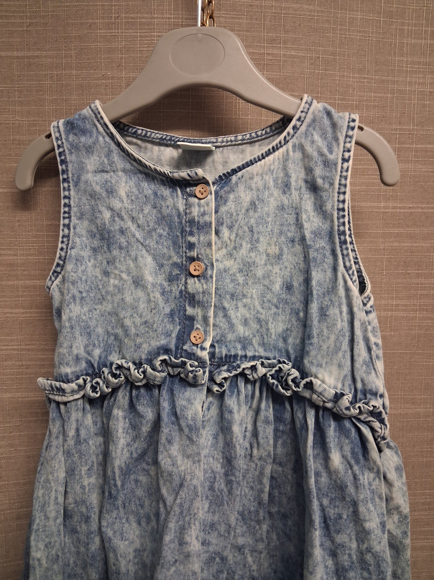 Next Dress A Line Denim Blue Sleeveless Girls Age 2-3 Years