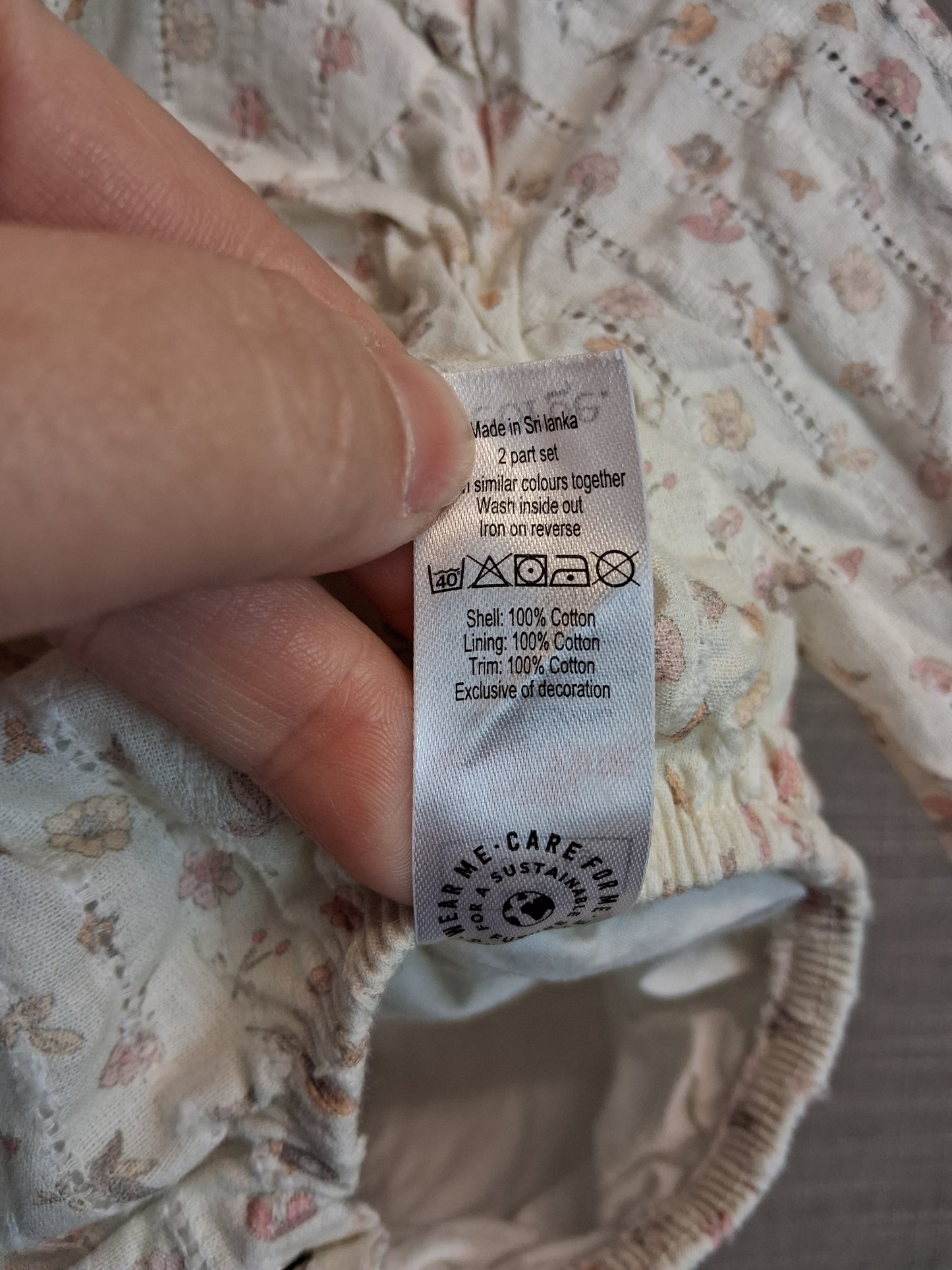 George Girls Cream Floral Cotton Bodysuit Age Tiny Baby
