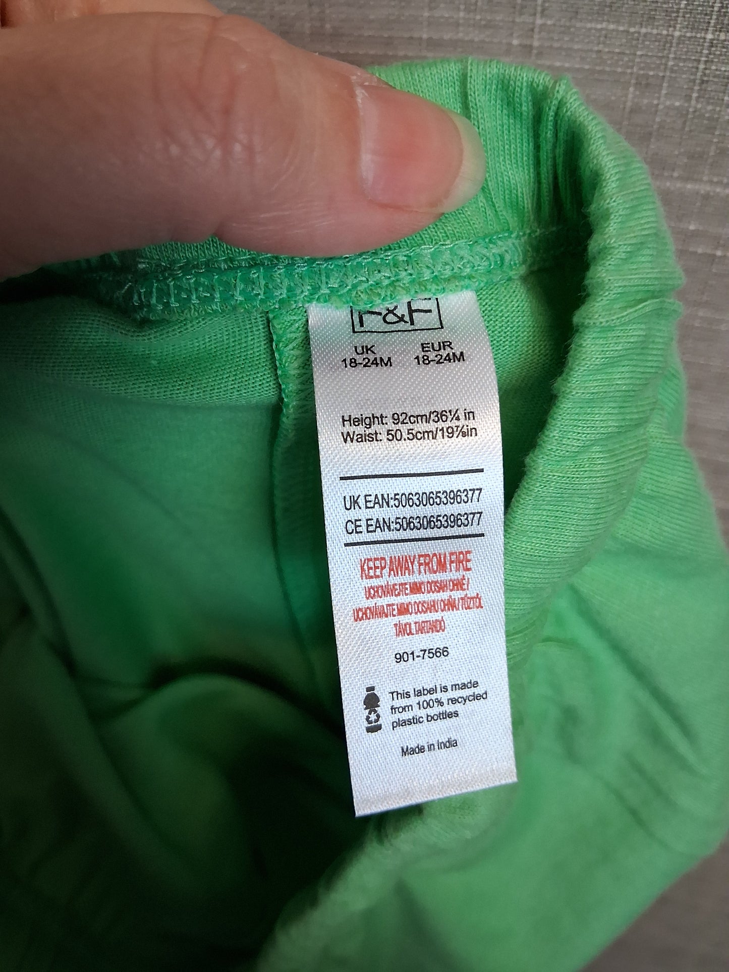 F&F Boys Green Jersey Shorts Age 18-24 Months New