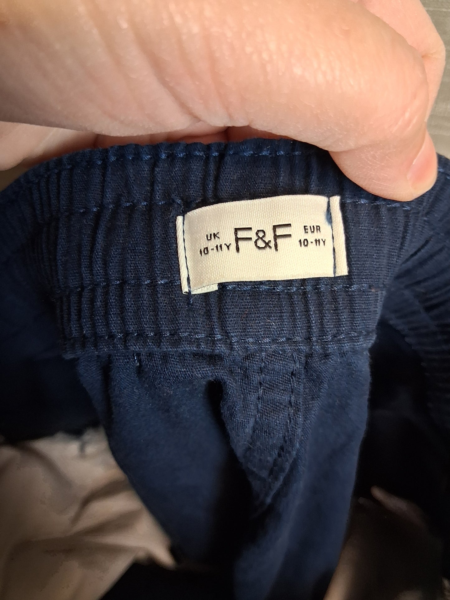 F&F Boys Navy Chino Shorts Age 10-11 Years Elastic Waist