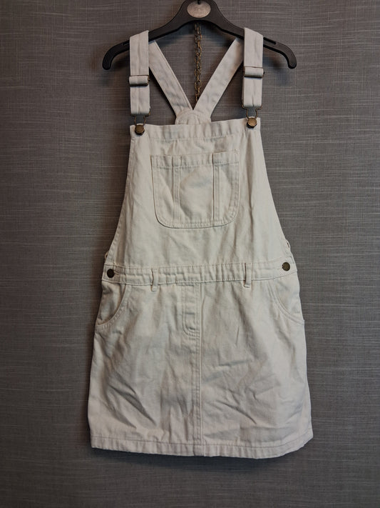 Next Girls Cream Denim Pinafore Dress Age 11 Years New
