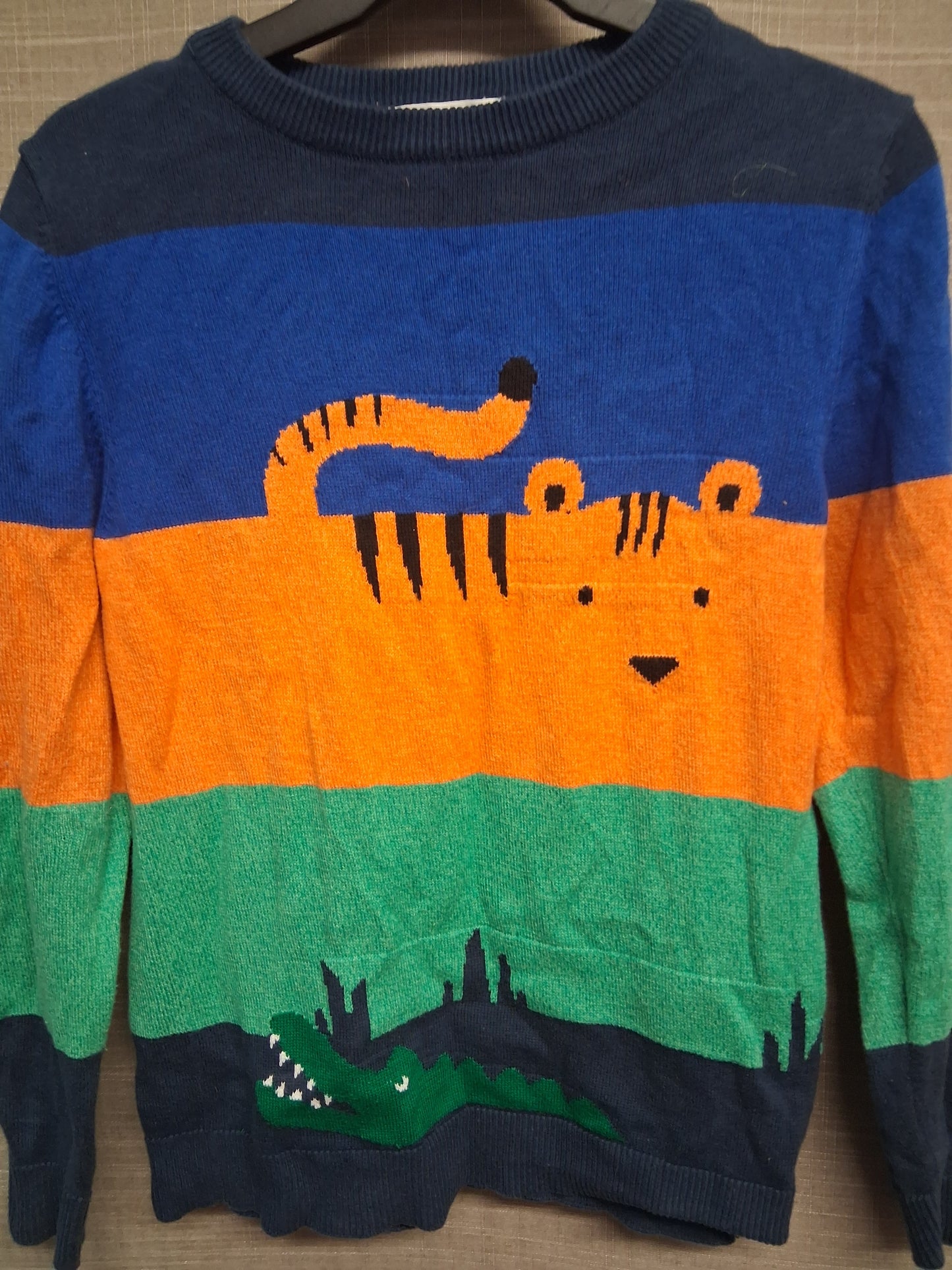 H&M Boys Mulitcolour Tiger & Crocodile Sweater Jumper Age 6-8 Years