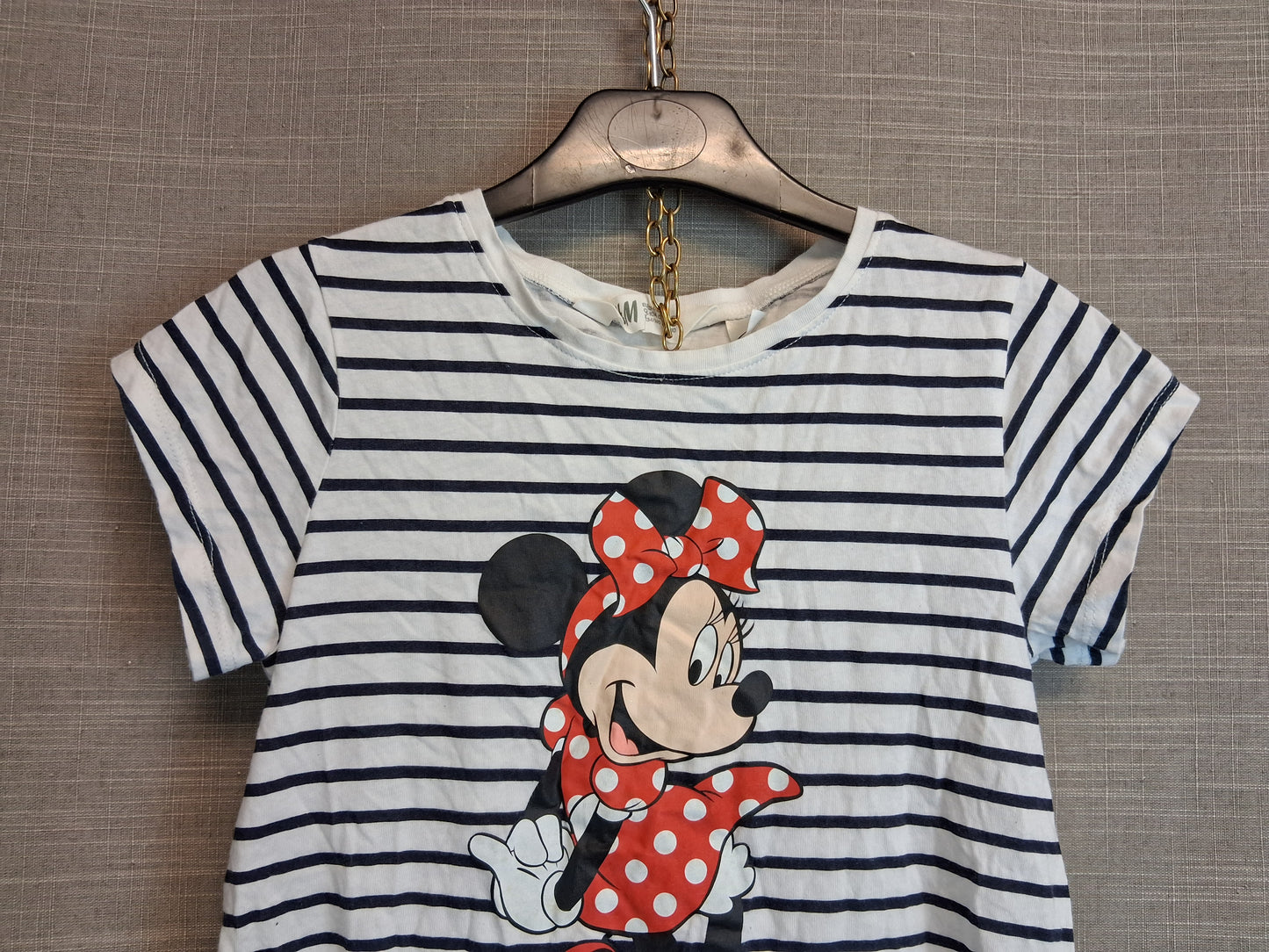 Disney H&M Black White Stripe Short Sleeve T-Shirt Age 8-10 Years