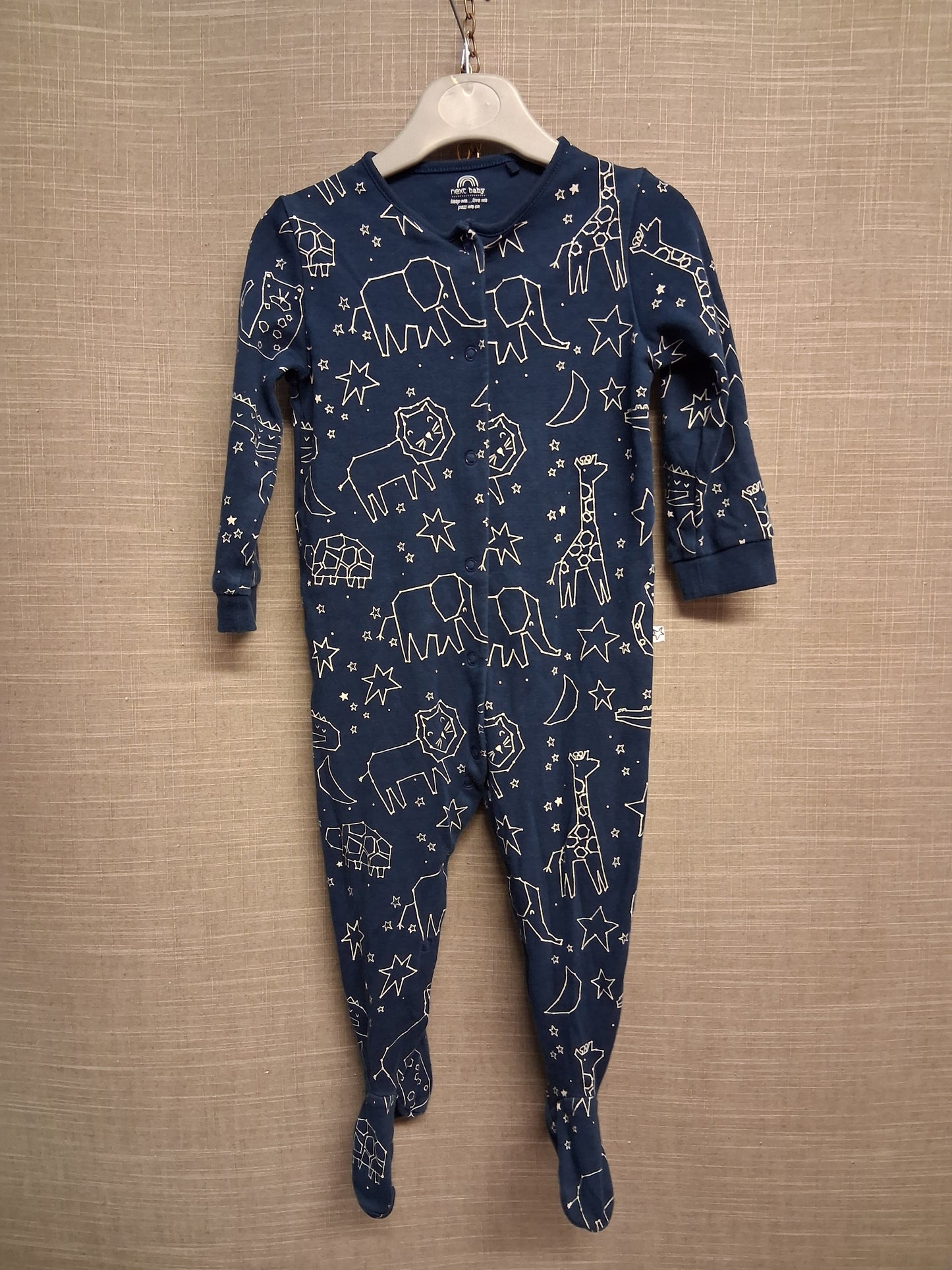 Next Boys Blue Animal Theme Sleepsuit Age 12-18 Months