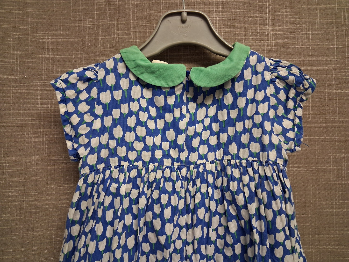 Mini Boden A Line Dress Blue Floral Cotton Dress Age 2-3 Years