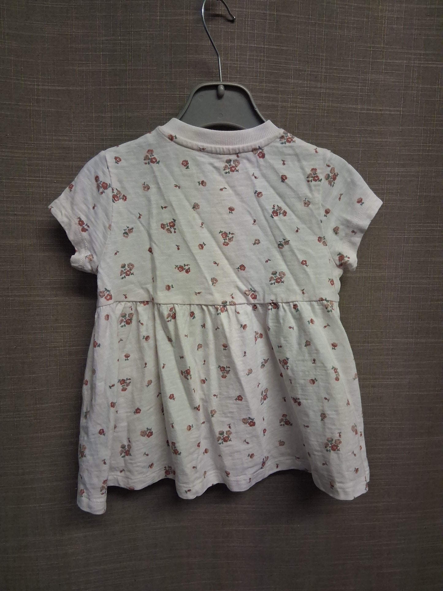 Marks and Spencer Cream Floral Short Sleeve T-Shirt Peplum Age 3-6 Months