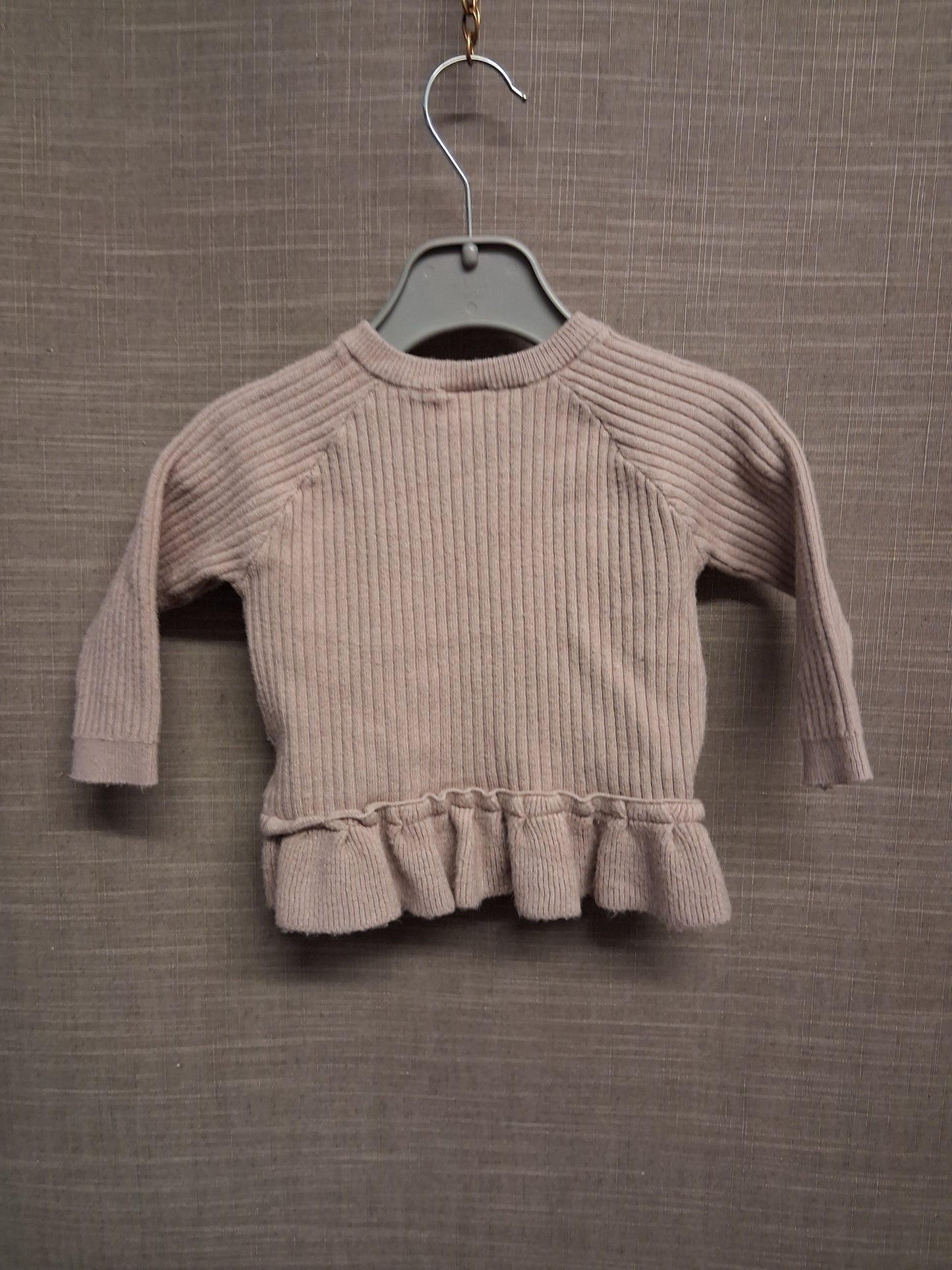 Next Girls Beige Pink Ribbed Jumper Sweater Age 3-6 Months