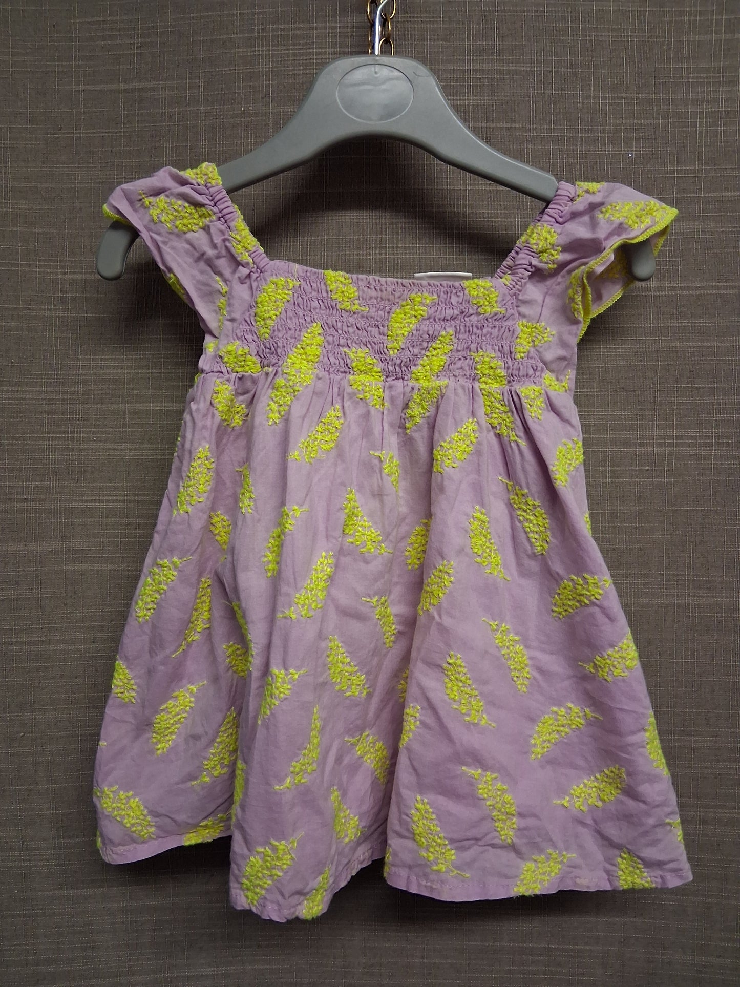 Next Girls Lilac Neon Yellow Floral Dress Age 9-12 Months