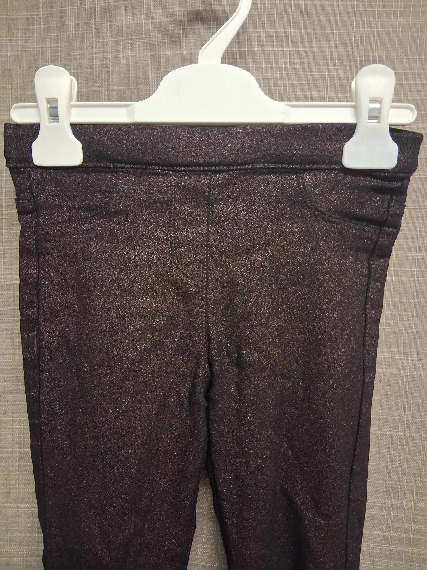 Next Girls Skinny Jeggings Black Pink Glitter Denim Age 7 Years