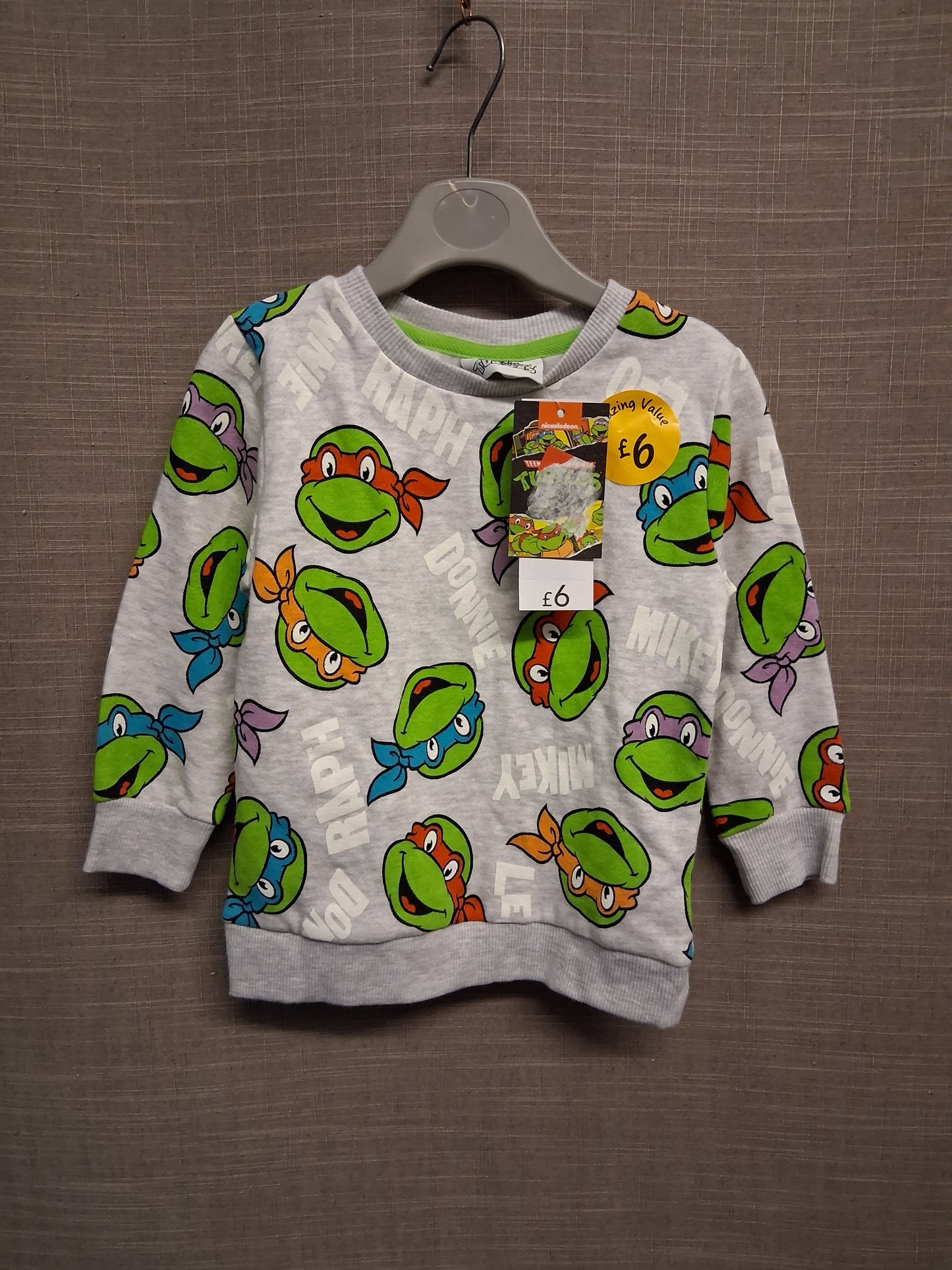 George Boys Teenage Mutant Ninja Turtles Grey Sweater Age 18-24 Months New