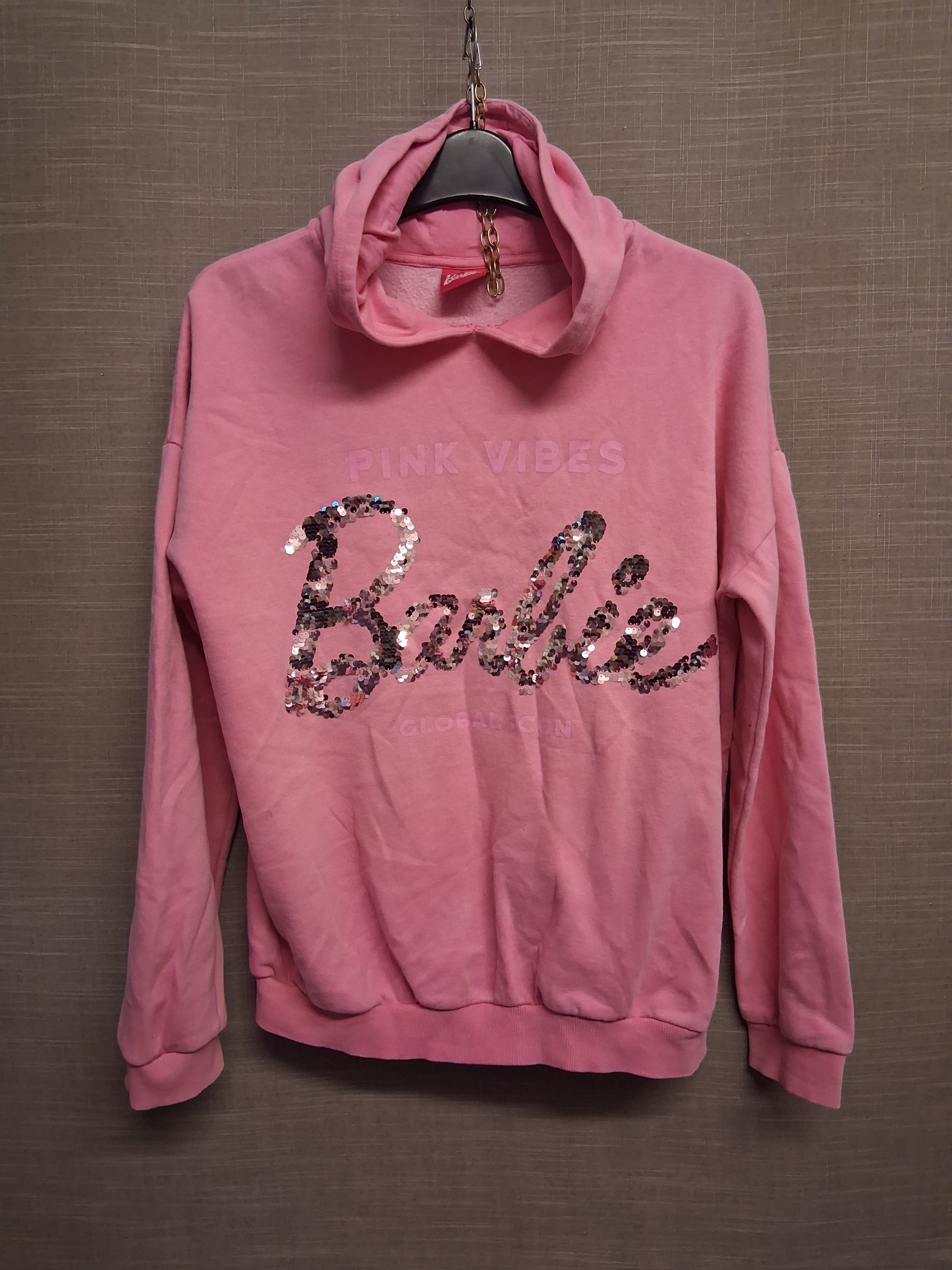 George Barbie Pink Sequin Hoodie Sweater Age 13-14 Years