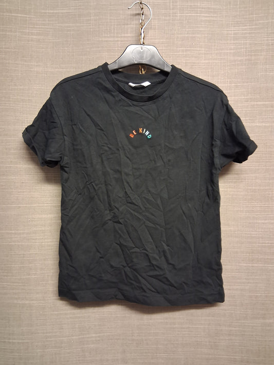 Marks & Spencer Girls Black Short Sleeve T-Shirt Age 8-9 Years