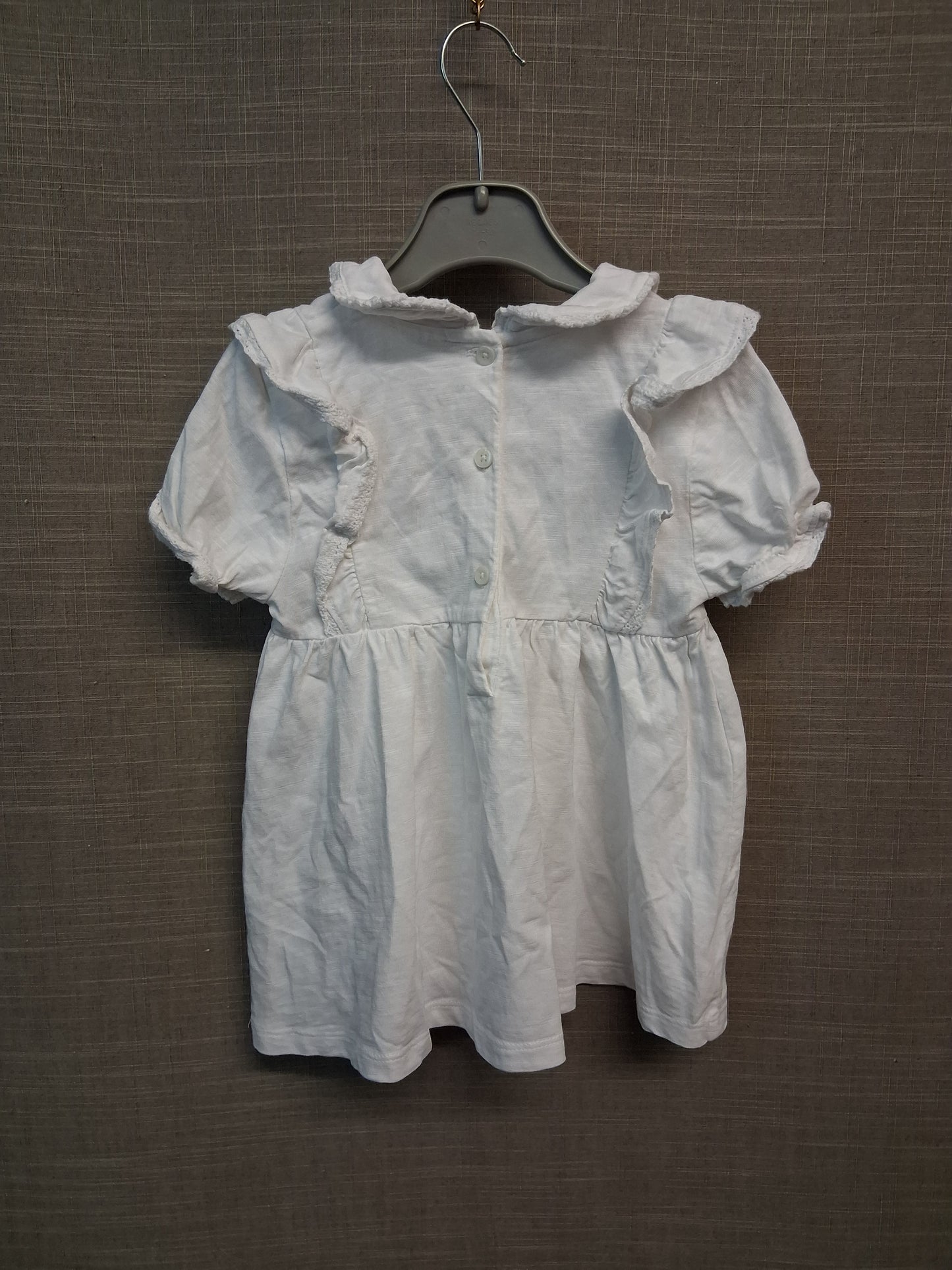 Next Girls White Short Sleeve T-Shirt Peter Pan Collar Age 5-6 Years