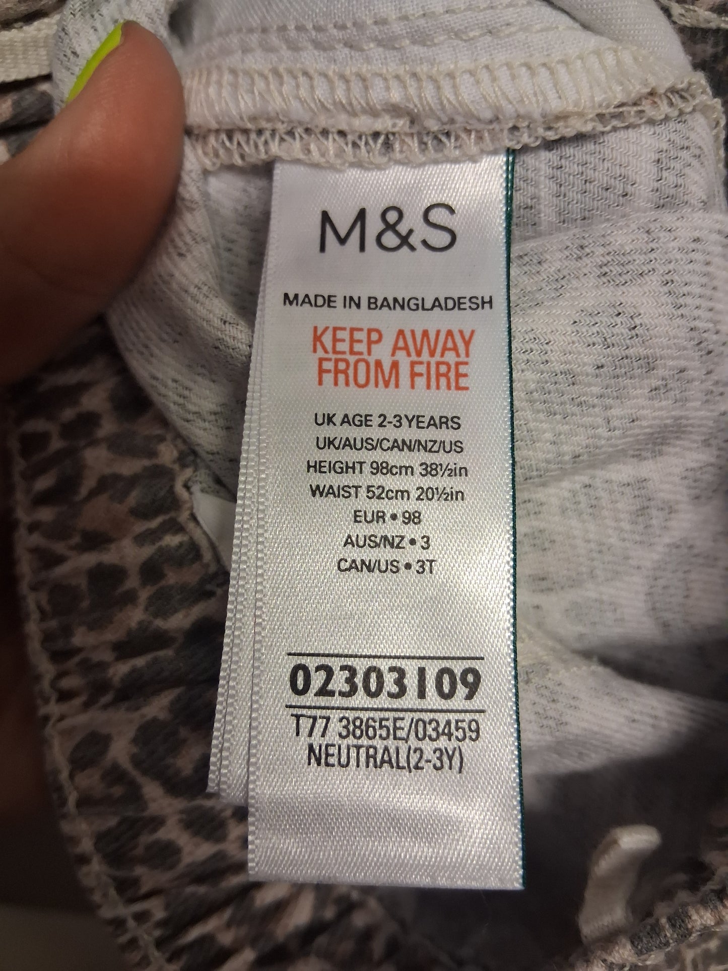 Marks and Spencer Animal Print Beige Cargo Jeans Age 2-3 Years
