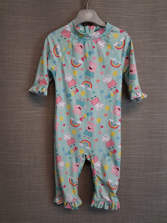 George Peppa Pig UV Swimsuit Age 3-4 Years Green One Piece