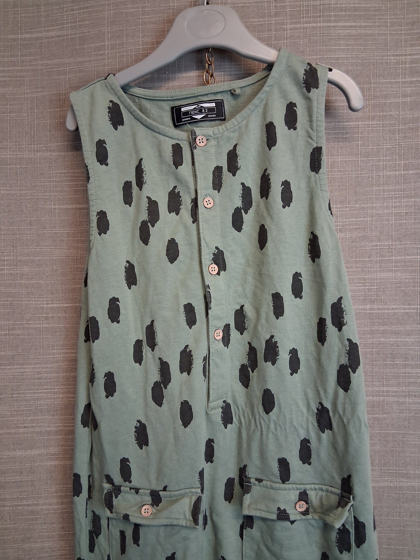Next Boys Green Spotty Jersey Sleeveless Romper Age 4-5 Years