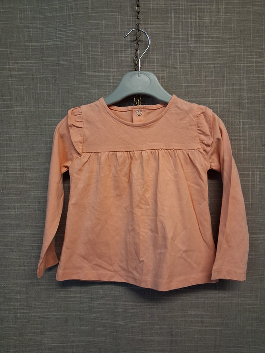 TU Girls Orange Long Sleeve Top Age 9-12 Months Jersey