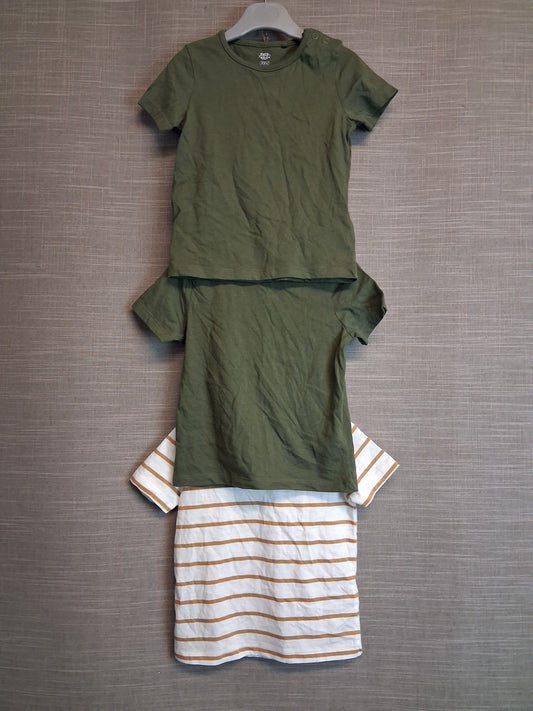 F&F 3 Pack T-Shirt Jersey Age 12-18 Months Khaki Green and Orange White