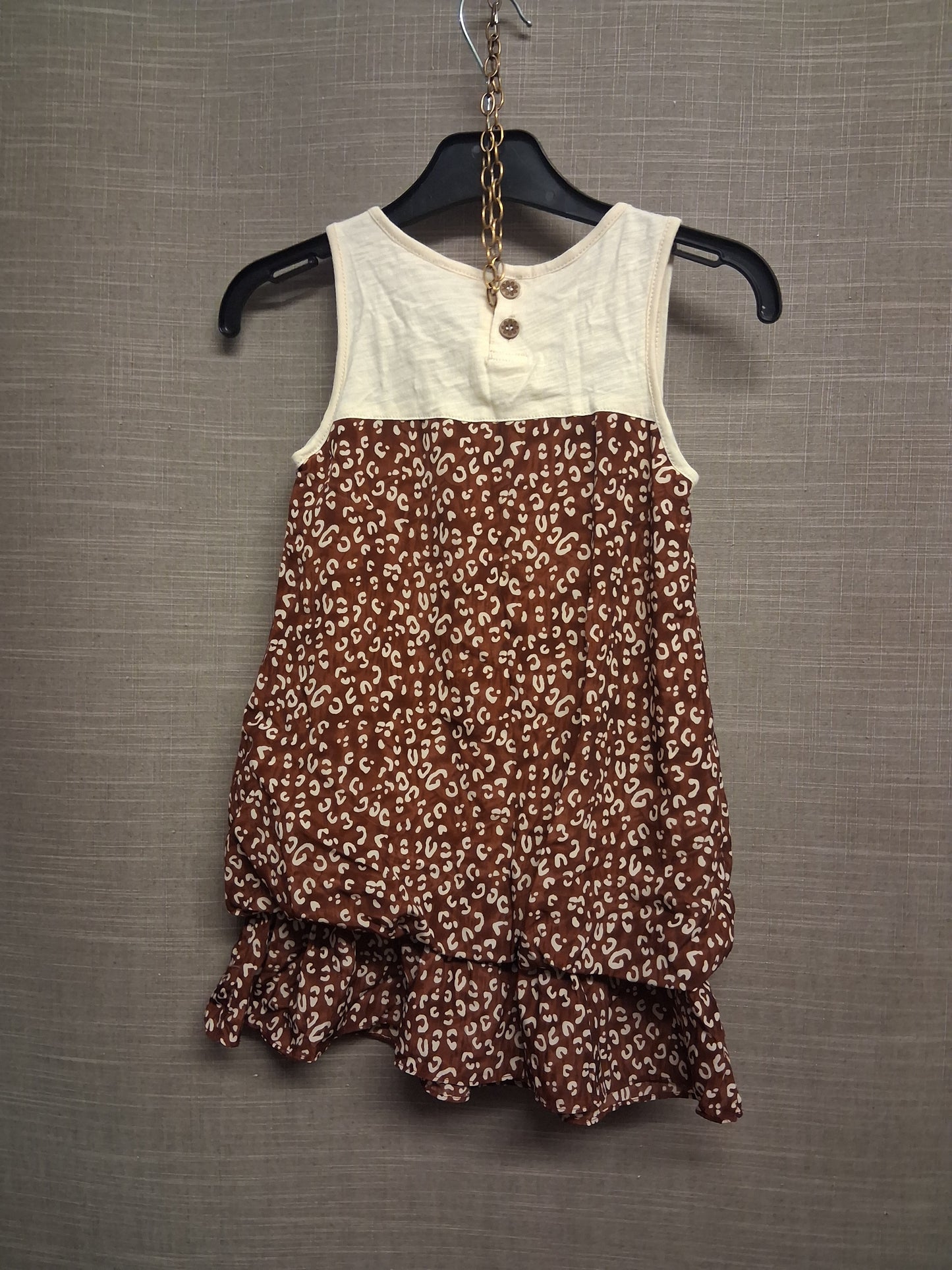 Shein Girls Brown Cream Sleeveless Tunic Top Tie Front Elastic Waist Age 7 Years New