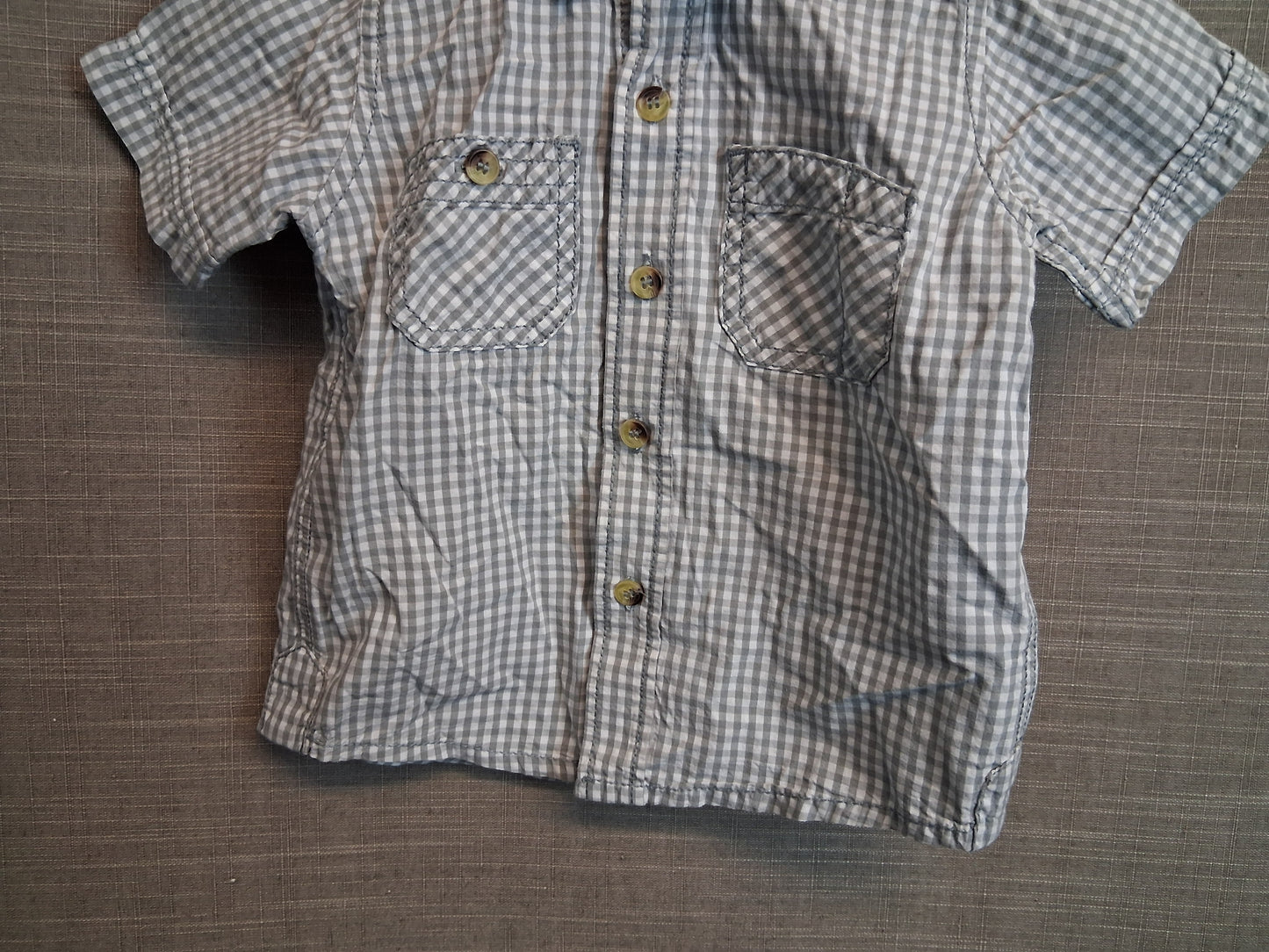 Nutmeg Boys Grey Check Shirt Short Sleeve Age 18-24 Months