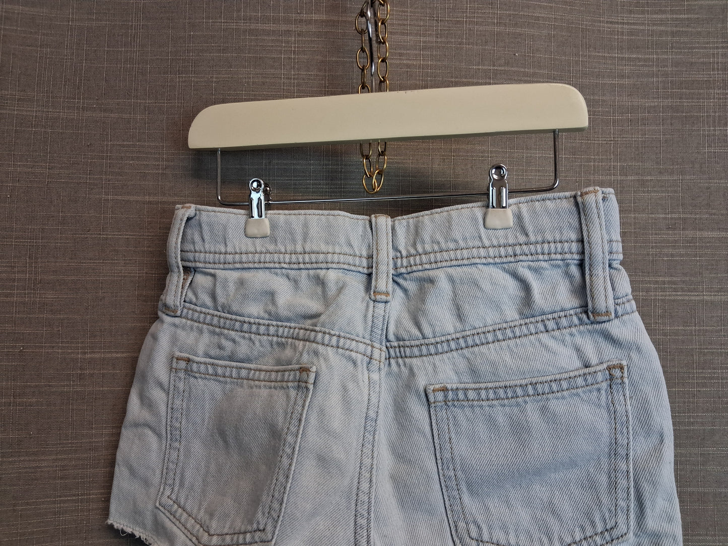 F&F Girls Light Blue Denim Shorts Age 6-7 Years Frayed Hem