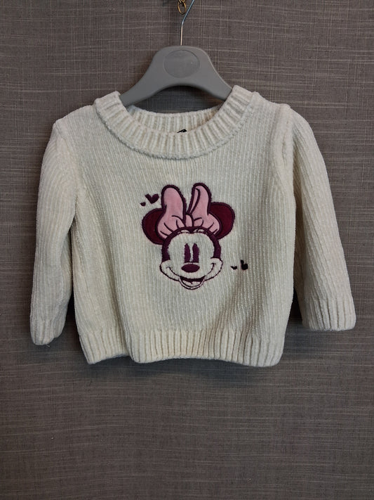 Primark Minnie Mouse Chenille Knitted Jumper Age 12-18 Months Cream