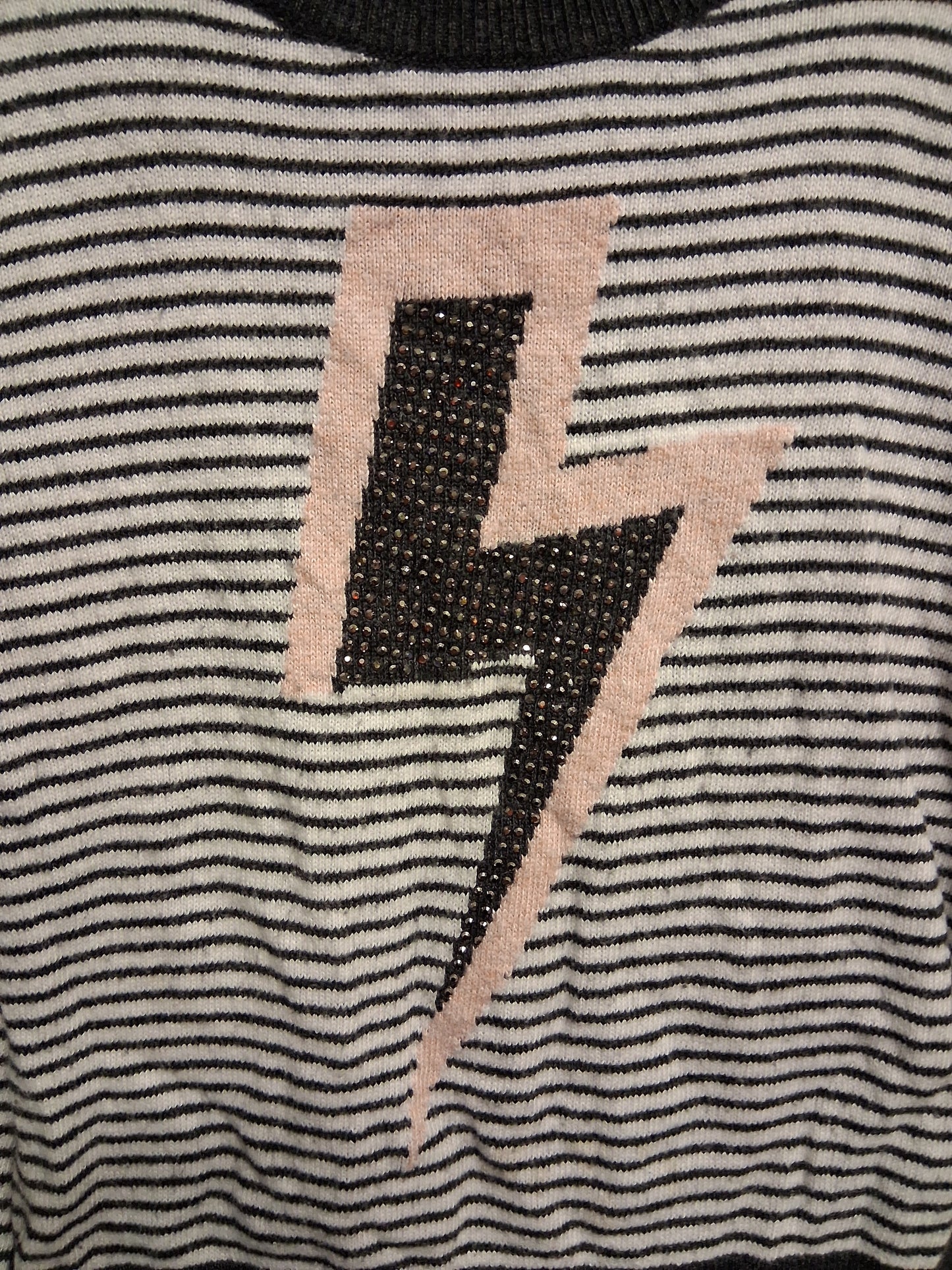 Mintie Mint Velvet Girls Knitted Jumper Sweater Cashmere Blend Grey Stripe Long Sleeve Age 5-6 Years
