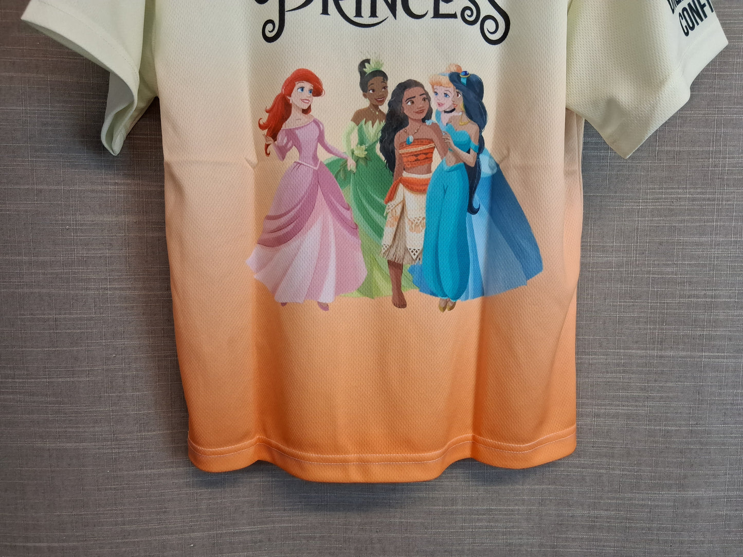 Disney Prince T-Shirt Short Sleeve 7-8 Years Orange Ombre Print on Back