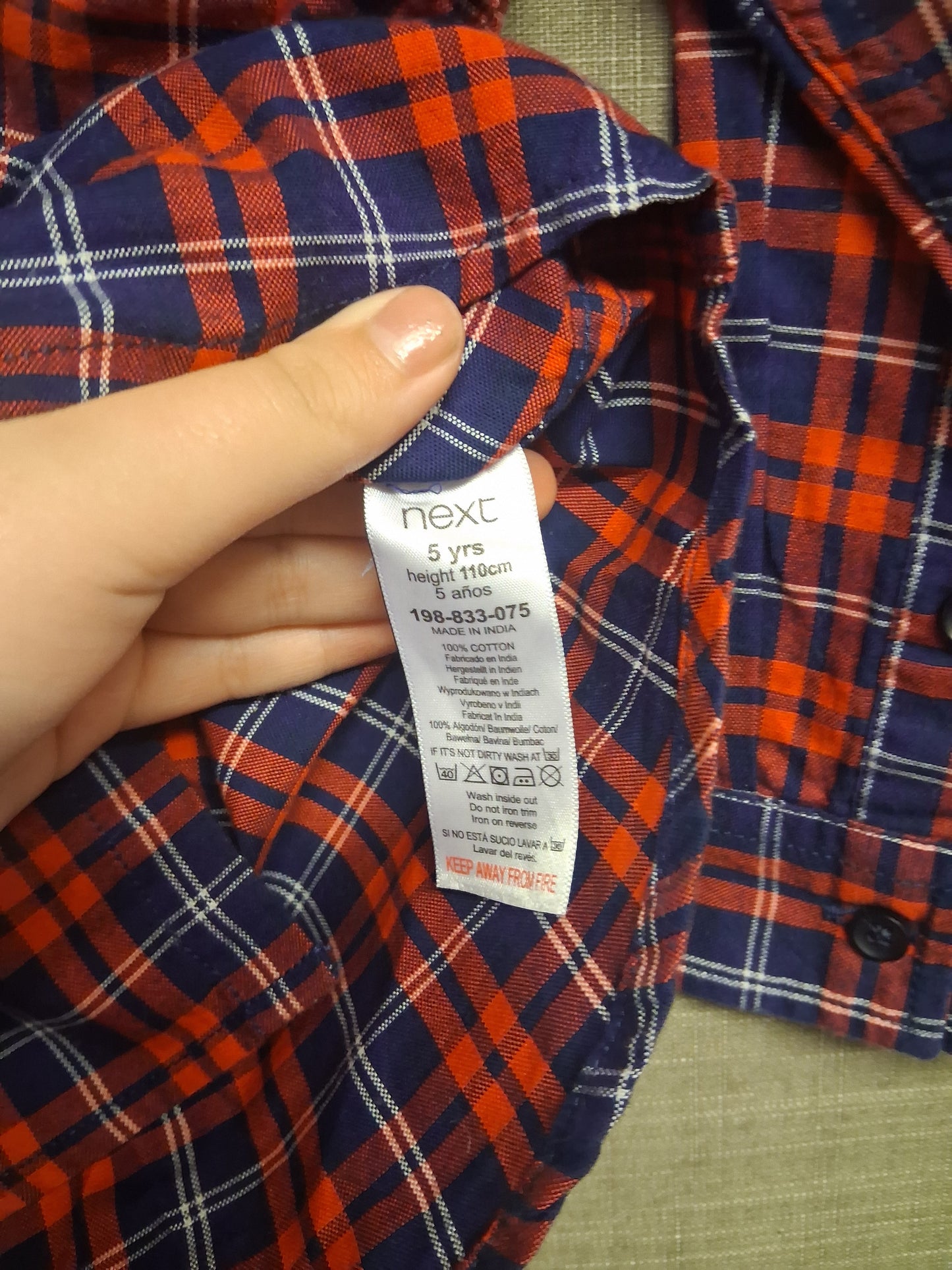 Next Boys Red Blue Check Shirt Long Sleeve Age 7 Years