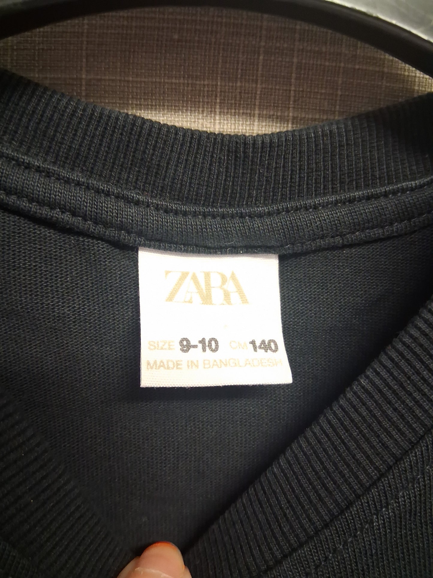 Zara Girls Black Crop Short Sleeve T-Shirt Age 9-10 Years