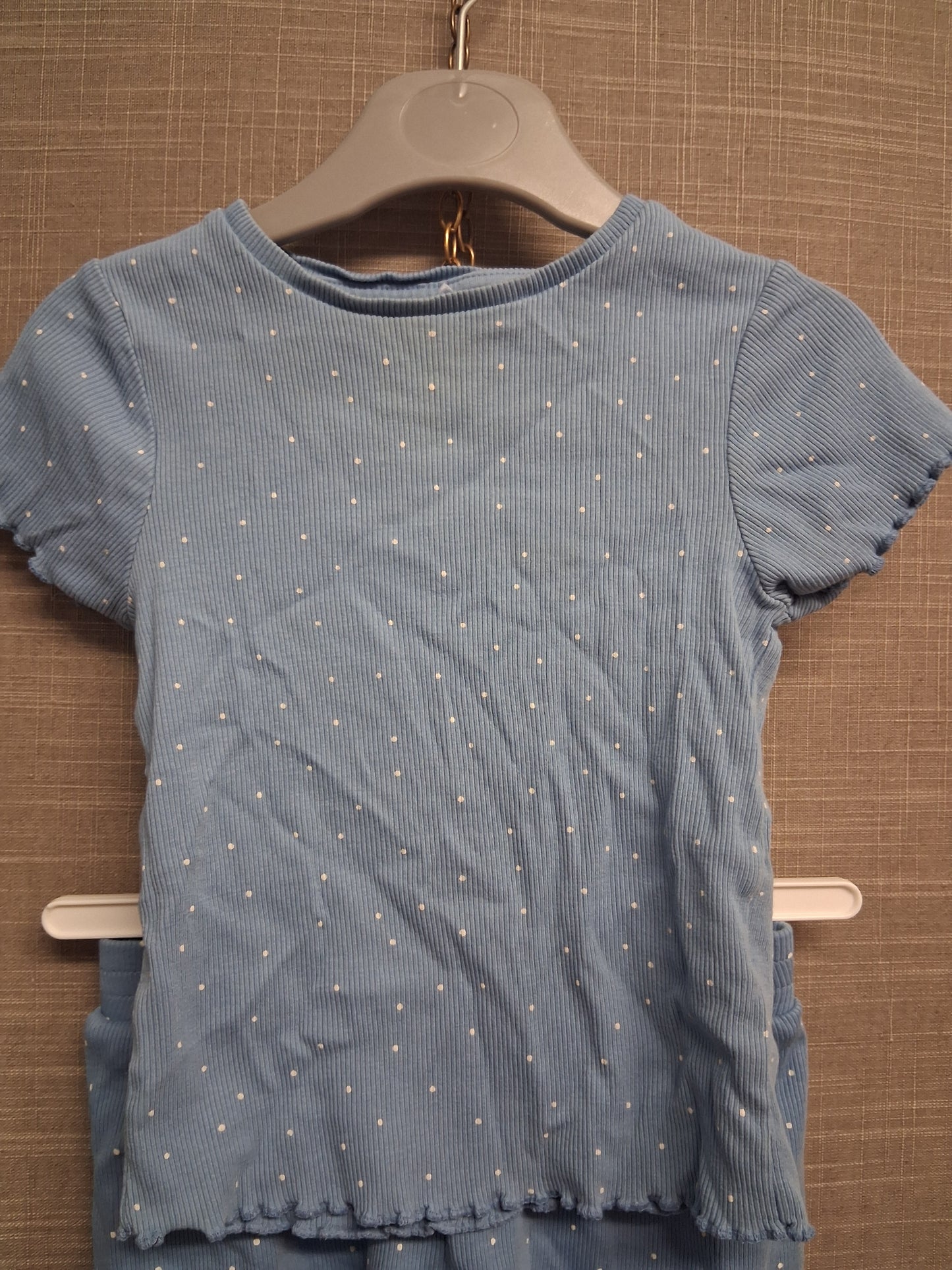George Outfit Girls Blue Ribbed T-Shirt Shorts Set Age 2-3 Years