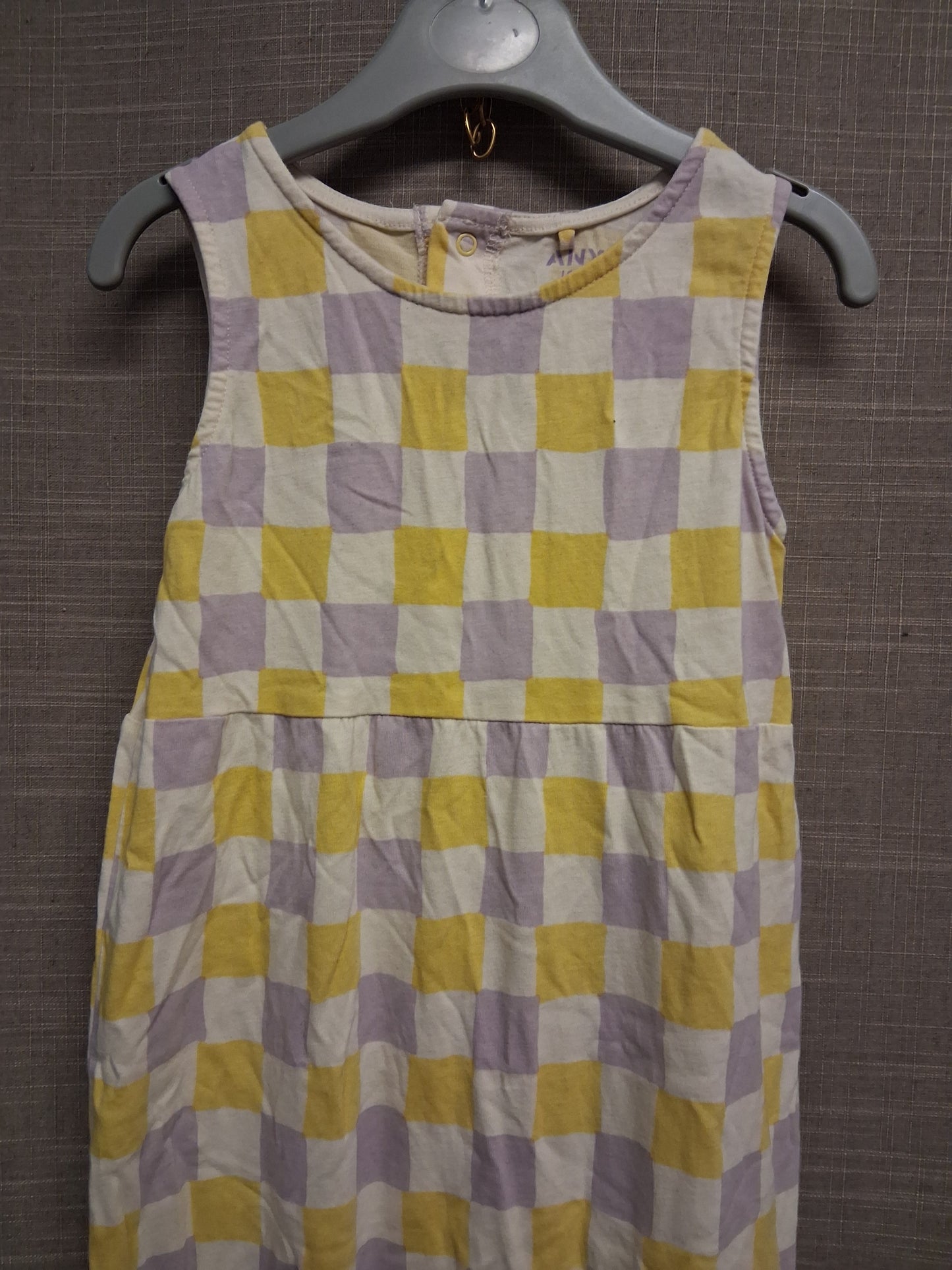John Lewis Girls Check Lilac Yellow Romper Jumpsuit Age 2-3 Years