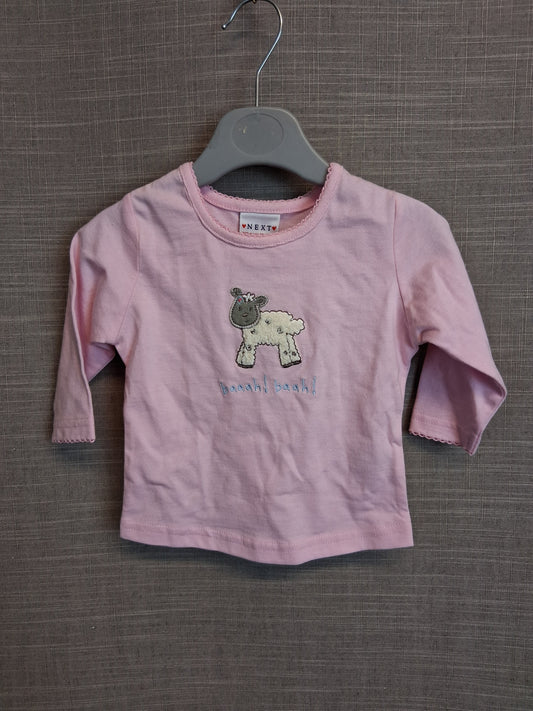 Next Girls Vintage Long Sleeve T-Shirt Little Lamb Age 3-6 Months New