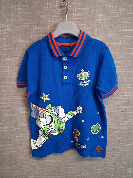 Disney Toy Story Theme Polo T-Shirt Blue Graphic Print Age 6 Years