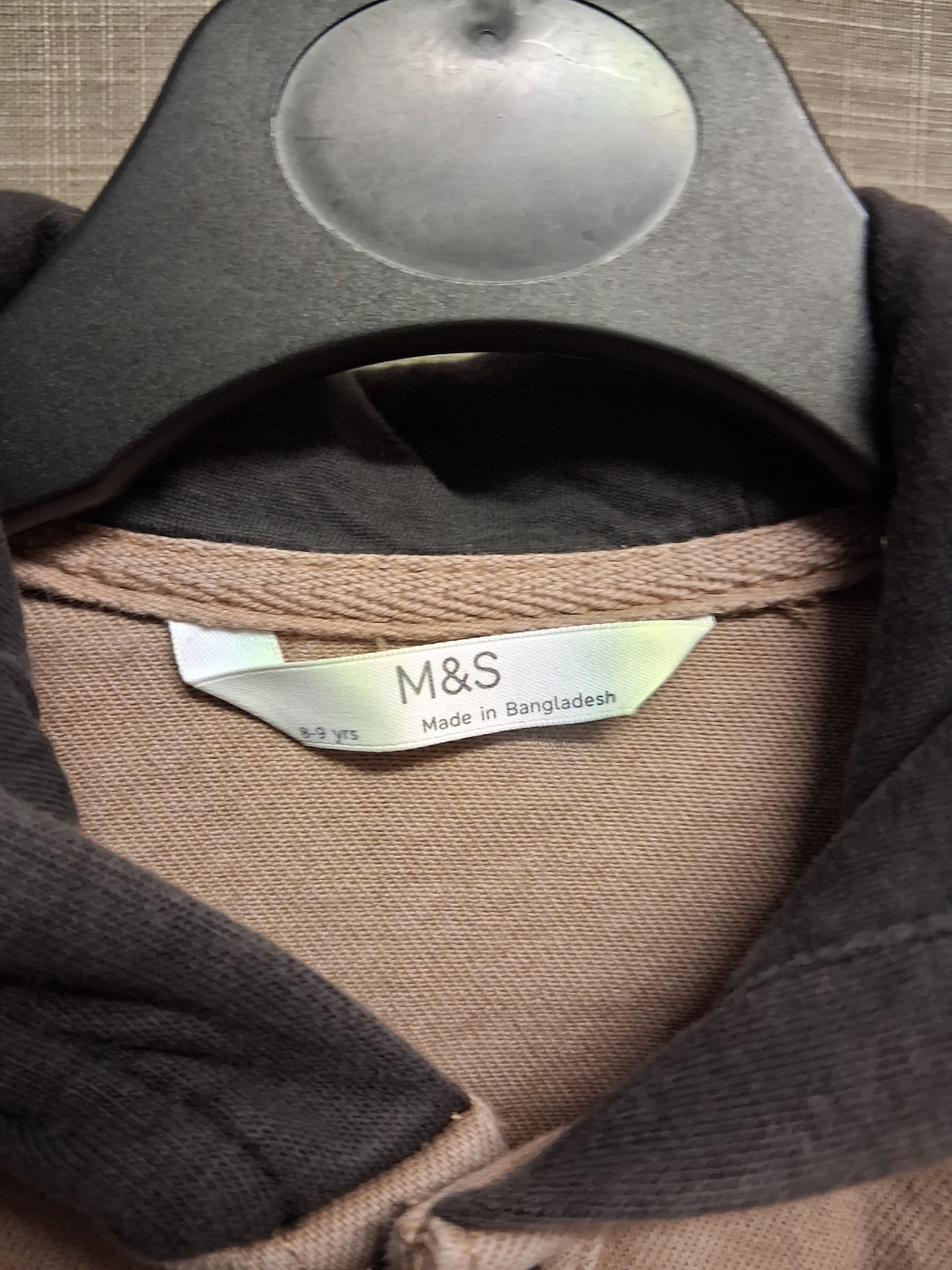 Marks and Spencer Brown Denim Shacket with Hood Age 8-9 Years