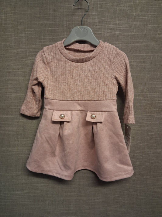 Italy Moda Girls Dusky Pink Long Sleeve A Line Dress Age 12 Month New