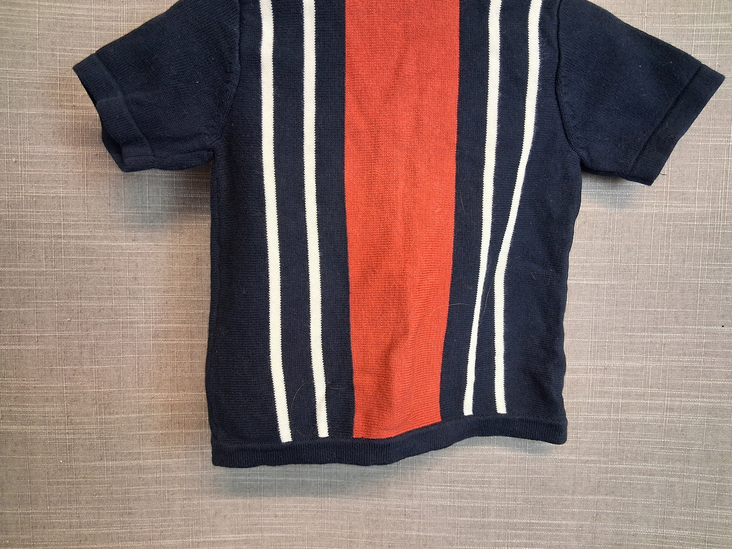 Next Boys Navy Red Knitted Short Sleeve Button Shirt Age 3-6 Months