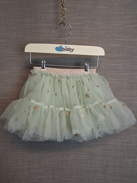 Next Girls Pale Green Gold Star Tutu Skirt Age 3-6 Months
