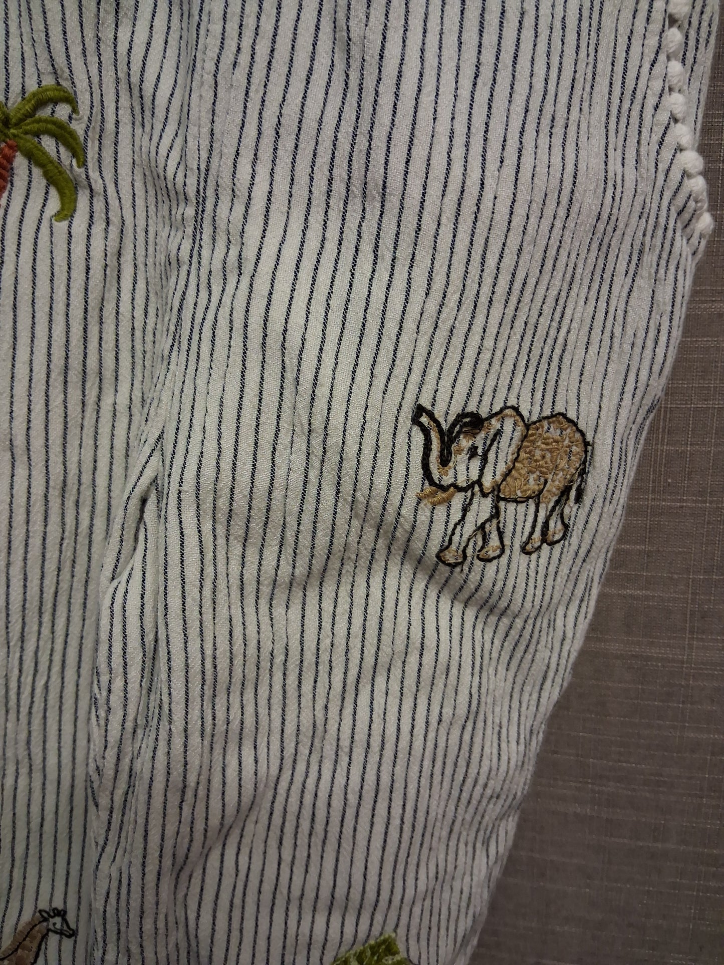 Mantaray Girls Sleeveless Romper Embroidered Animals Grey White Striped Age 3-4 Years New
