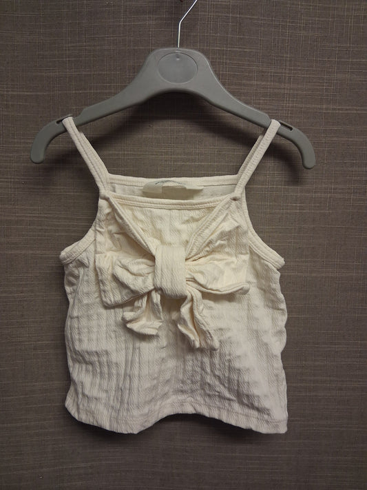 H&M Girls Cream Vest Tank Top 3D Bow Age 4-5 Years