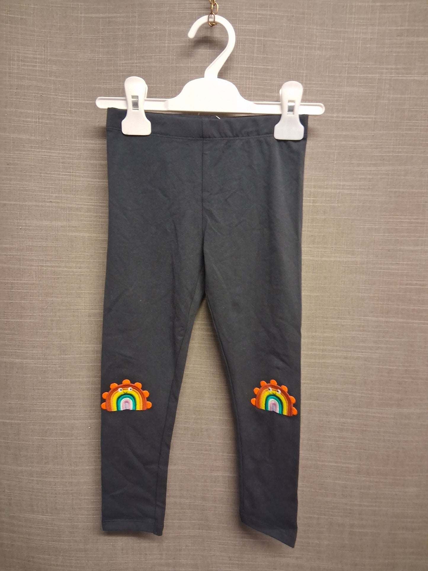 Next Girls Rainbow Knees Navy Leggings Age 4-5 Years