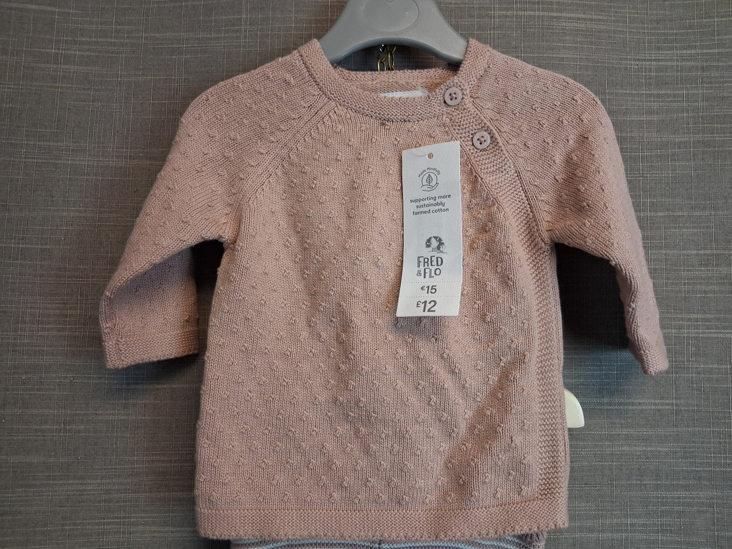 F&F Girl 2 Piece Outfit Knitted Jumper and Leggings Dusky Pink Age 0-3 Months New