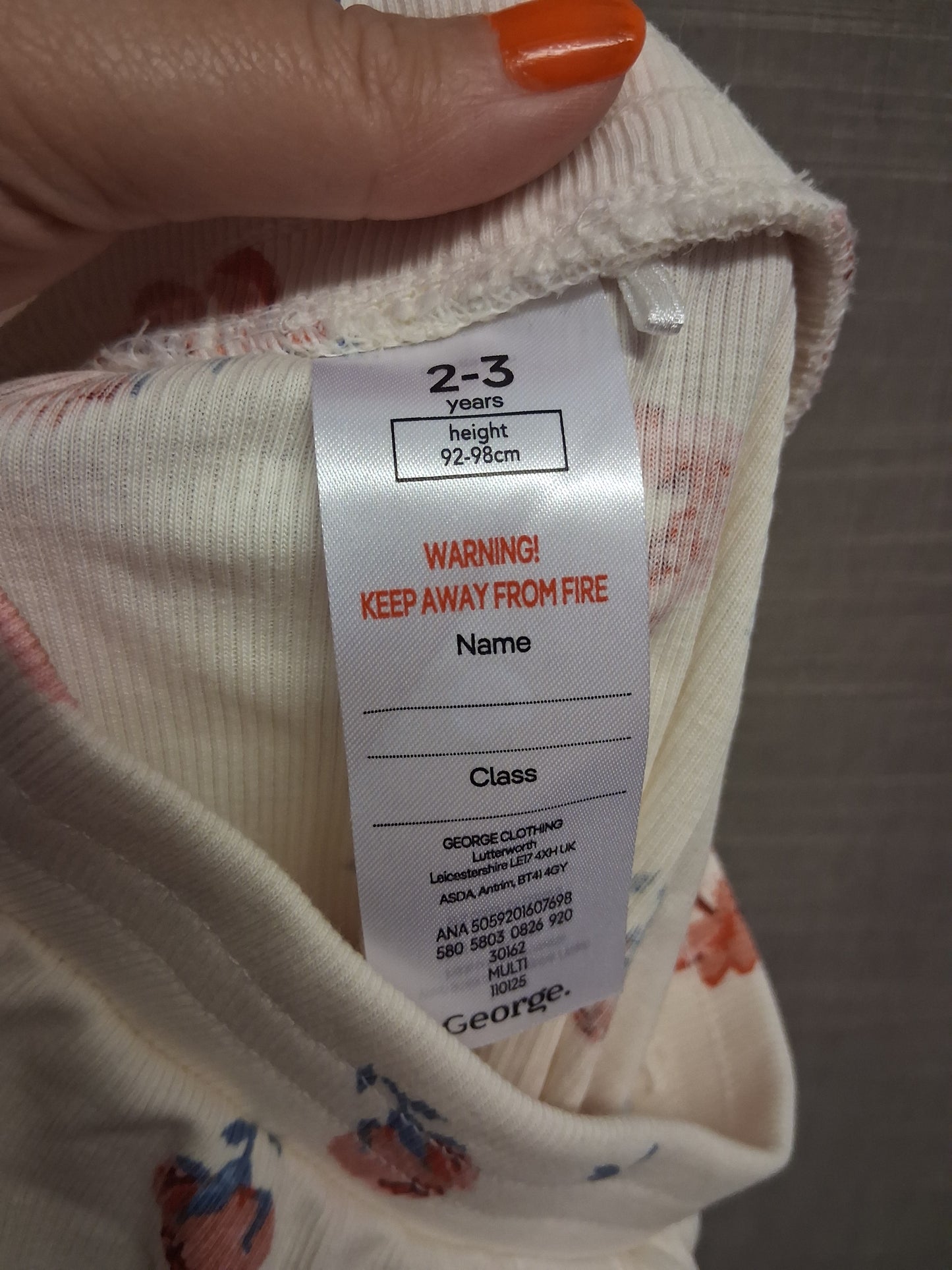 George Shorts Girls Cream Floral Jersey Age 2-3 Years