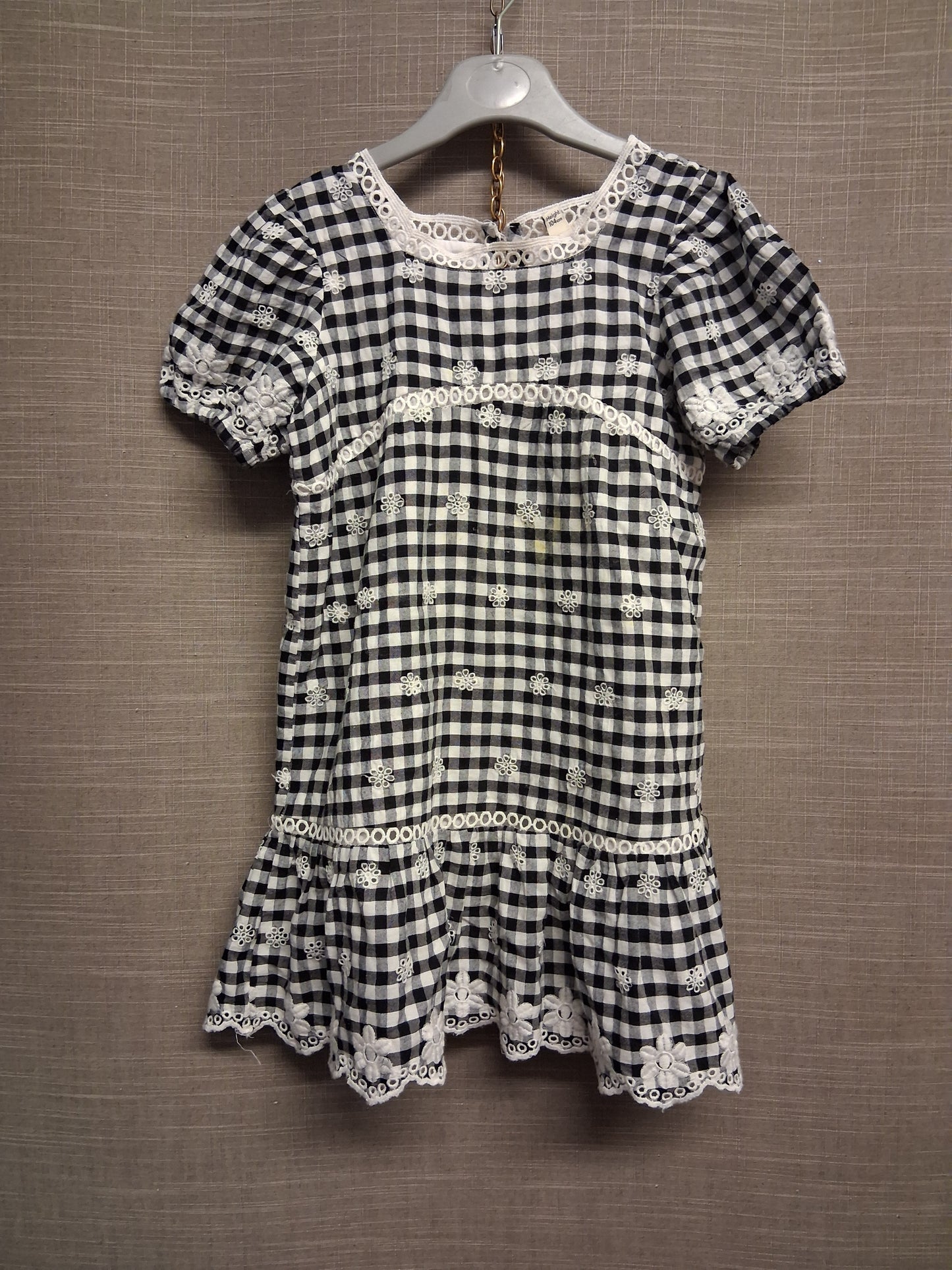 River Island Girls Black White Gingham Dress Age 3-4 Years