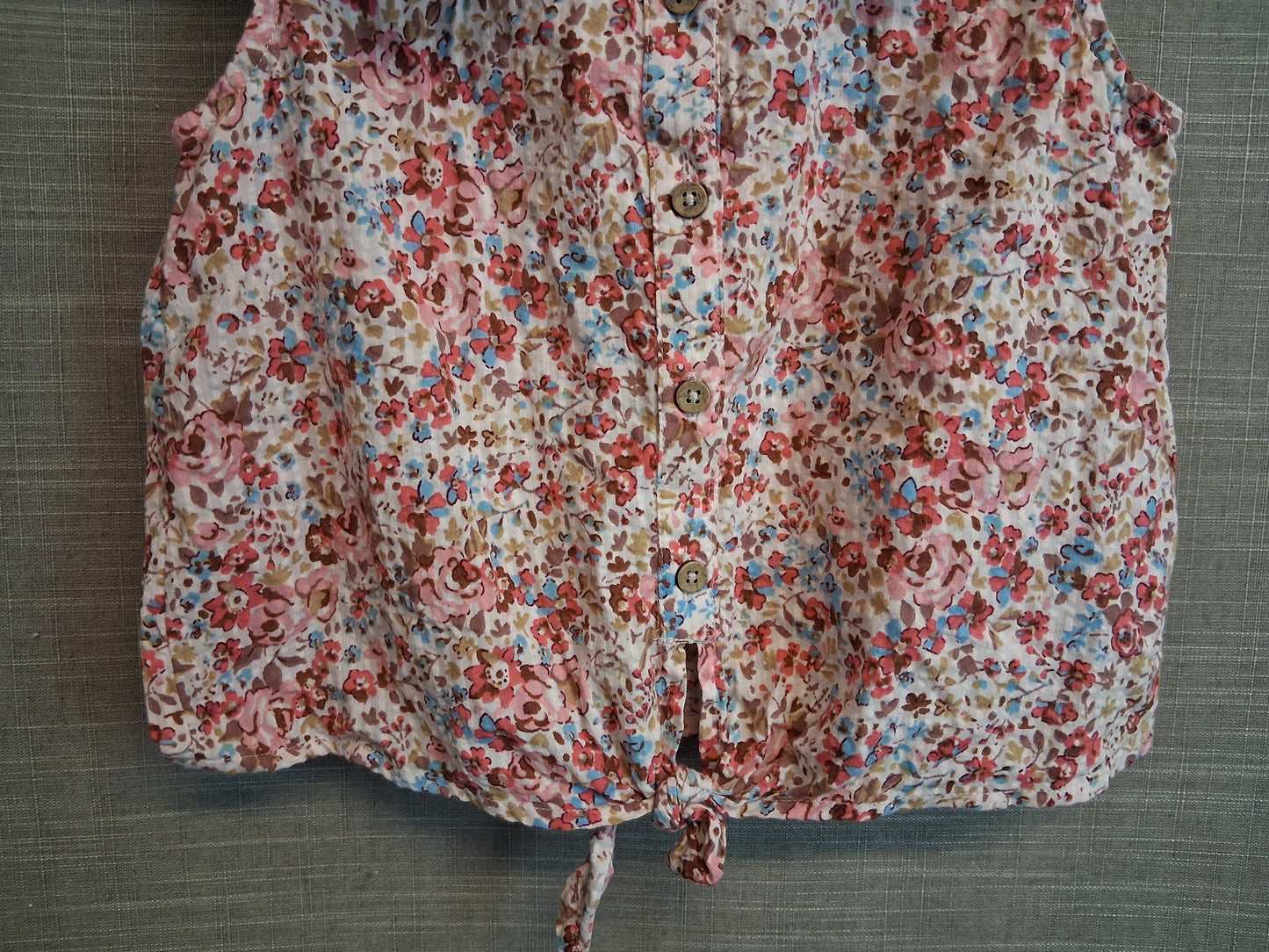 Next Girls Blouse Sleeveless Pink Floral Tie Front Age 7 Years