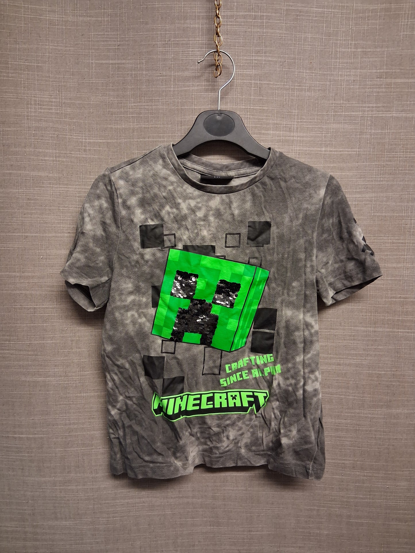 F&F Minecraft Grey Short Sleeve T-Shirt Age 6-7 Years